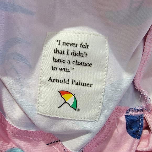Puma Arnold Palmer Golf Polo Pink Blue Retro Arnies Beach Tropical Size M - Picture 10 of 12